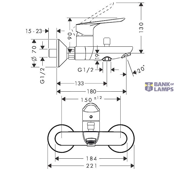 Logis E bath mixer, chrome image 1