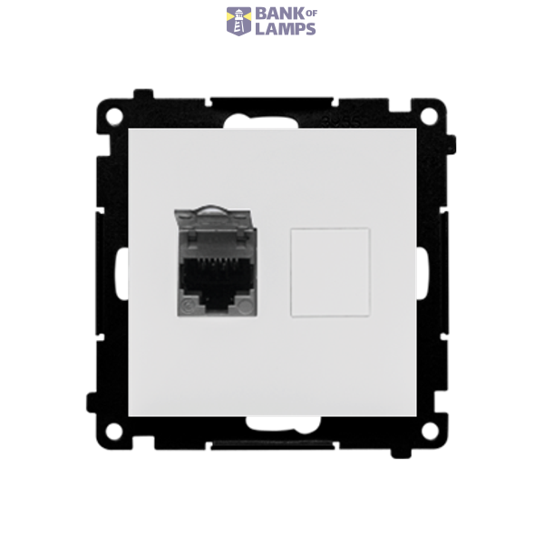 Single shielded computer socket RJ45 category 6 with anti-dust cover, light gray matt image 1