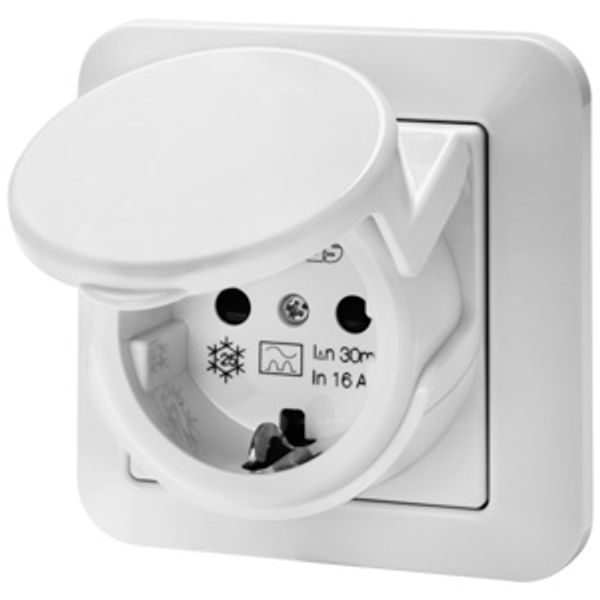 RCD SAFETY SOCKET - 16A 30mA IP44 - WHITE COLOUR image 1