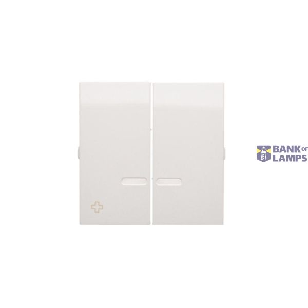 Double button with light indicator box for switches and push buttons, antibacterial white image 1