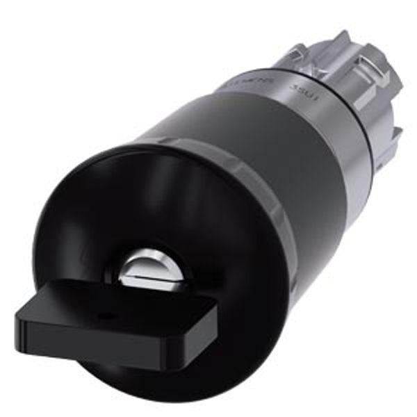 Mushroom pushbutton, 22 mm, round, metal, shiny, black, with Siemens lock image 1