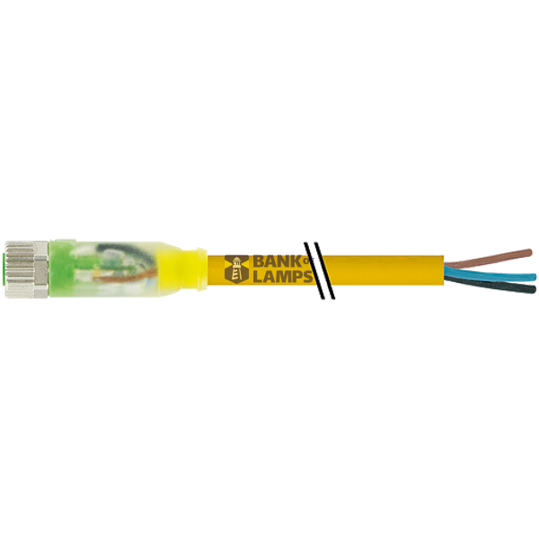 M8 female 0° A-cod. with cable LED PUR 3x0.25 ye 7m image 1