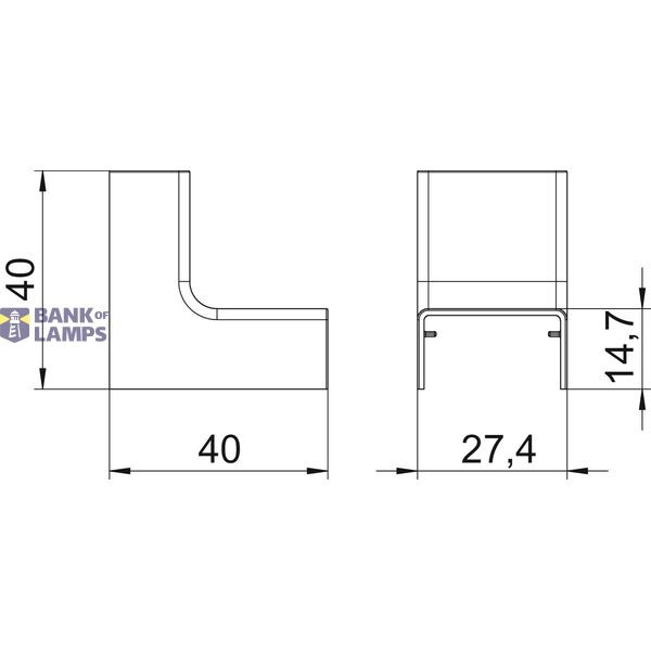 Internal corner cover with coupling for raised floor 15x40x40mm Polyca image 2