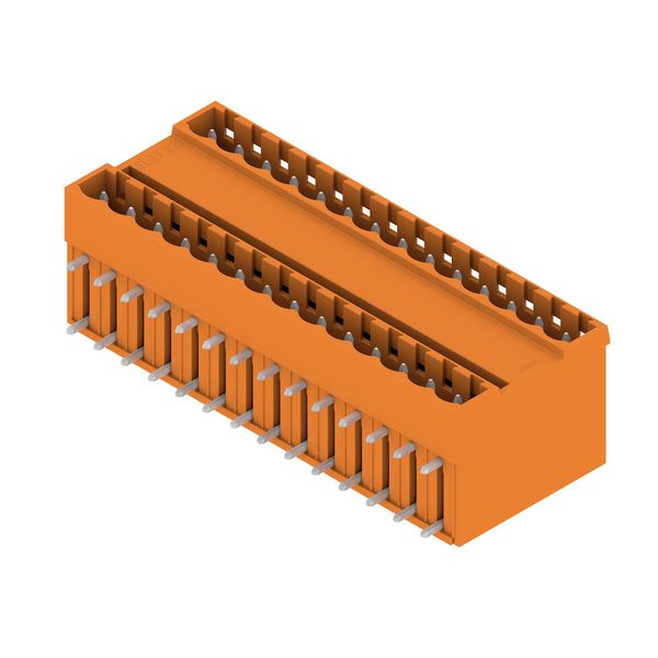 PCB plug-in connector, male header, closed side, THT solder connection, 5.08 mm, Number of poles: 28, 90°, Solder pin length (l): 3.2 mm, tinned, orange, Box image 2
