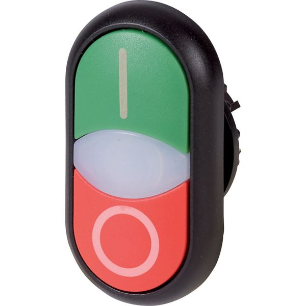 M22S-DDLM-GR-X1/X0 Double actuator pushbutton, RMQ-Titan, Pushbutton actuator I and indicator light flush, pushbutton actuator 0 non-flush, momentary, White lens, green, image 3