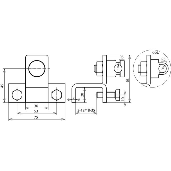 Terminal St/tZn, vertical type, for profiles 18-35mm with KS connector image 2