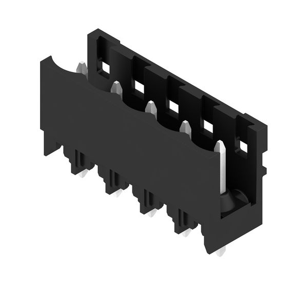 PCB plug-in connector, male header, open side, THT/THR solder connection, 5.00 mm, Number of poles: 5, 180°, Solder pin length (l): 3.2 mm, tinned, black, Box image 4