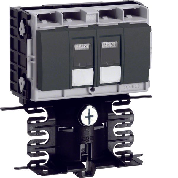 Device carrier technology part data connection 2xCat.6A to SL 20x80mm graphite black. image 1