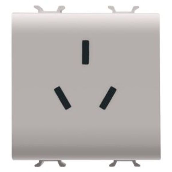 CHINESE STANDARD SOCKET-OUTLET 250V ac - 2P+E 10A - 2 MODULES - NATURAL SATIN BEIGE - CHORUSMART image 1