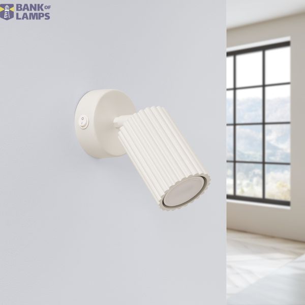Beige GU10 wall lamp with switch for bedroom, KARBON series image 7