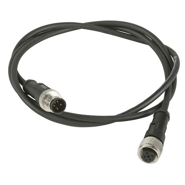 Jumper cable XZ, male straight M12 3 pin, female elbowed M12 3 pin, PUR 3 m image 1
