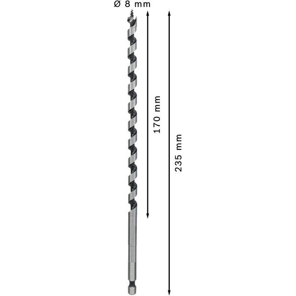 Wood auger bit, hexagon 8 x 170 x 235 mm, d 6,35 mm image 2
