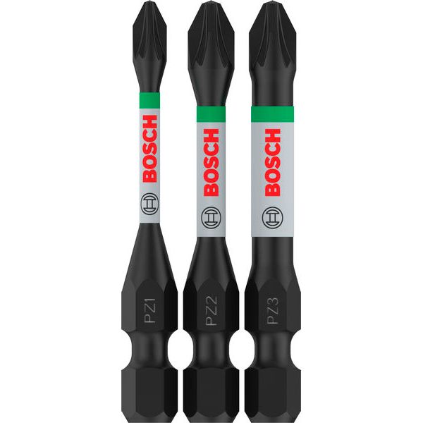 PRO Pozidriv Impact Bit, PZ1, PZ2, PZ3, 55 mm, 3 pcs image 1