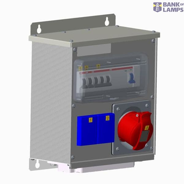 Modular Combi M16/2 JFB CTFL_x000D_
One 16A (346-415V) outlet (3P+N+E) and two schuko outlets (2P+E) 10/16A (250 V)._x000D_
MCB S201 C16  and S203 C16._x000D_
Covered top, Multi flange FL21 down,_x000D_
 RCD F204 A-25/0,03 image 1