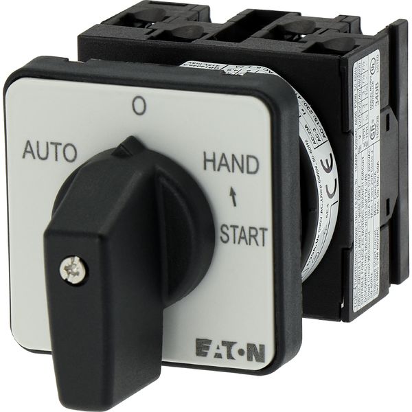 T0-2-15907/E Changeover switches, T0, 20 A, flush mounting, 2 contact unit(s), Contacts: 4, With spring-return from START, 45 °, momentary/maintained, AUTO-0-HAND image 9