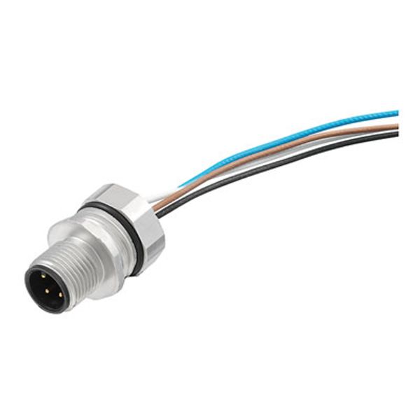 Built-in plugs, M12, pin, straight, Mounting thread: M 16 x 1.5, Number of poles: 4, Strand / cable length: 0.5 m, Front mounting image 1