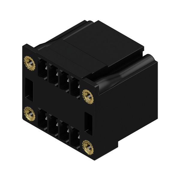 PCB plug-in connector, male header, Flange, THT solder connection, 3.81 mm, Number of poles: 8, 90°, Solder pin length (l): 3.2 mm, tinned, black, Box image 2