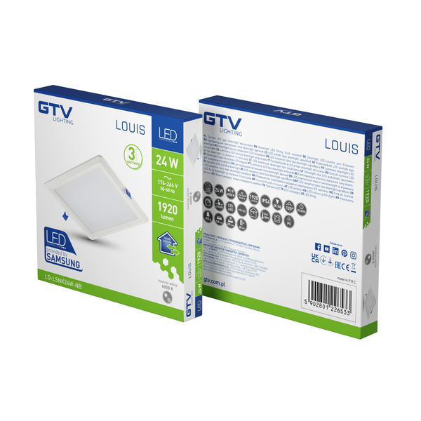 LED luminaire LOUIS, 24 W, 1920 lm, 4000K, AC176-264V, IP54, 120°, surface-mounted, square (SAMSUNG LED) image 2