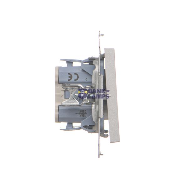 Socket outlet with earthing and shutters, (module), Simon 24, IP20, 16A, black matt image 1