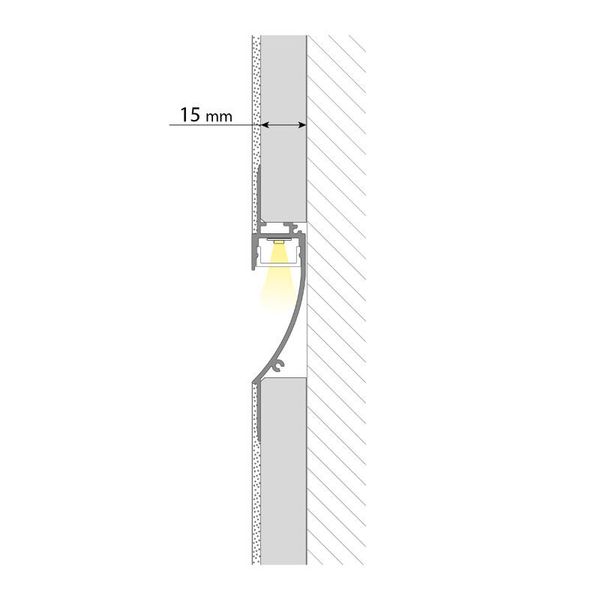 Built-in aluminum profile AN for plasterboard 19x96mm white color Whitey diffusion 2m image 1
