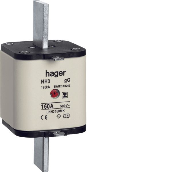 NH3C-Fuse-link 160A 500V gG twin-Indicator insulated gripping lugs image 1