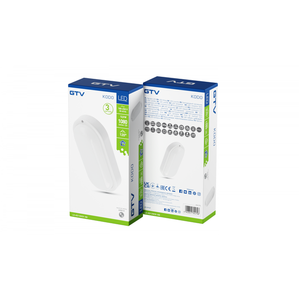 LED luminaire KODO-OK, 12 W, 1080 lm, AC175-260V, PF>0.5, Ra≥80, IP54, IK08, 4000K, oval, white image 3