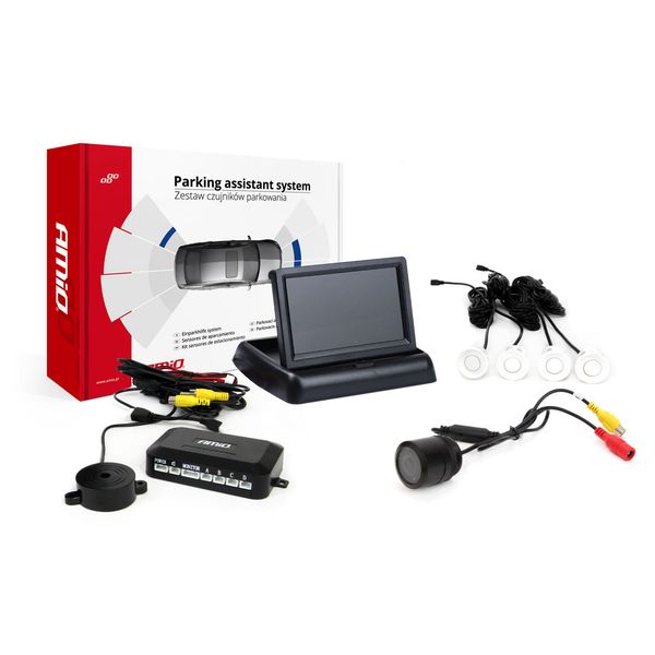 Parking assistant system TFT02 4,3" with HD-301-IR 4 sensors white image 1
