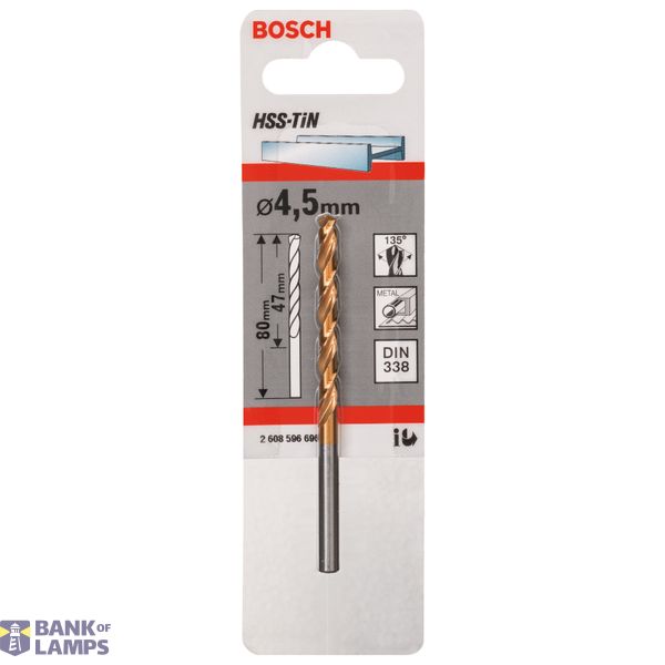 Metal drill bits HSS-TiN, DIN 338 4,5 x 47 x 80 mm 1 pcs. image 2