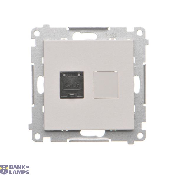 Single computer socket RJ45 category 6 with anti-dust cover, light gray matt image 1