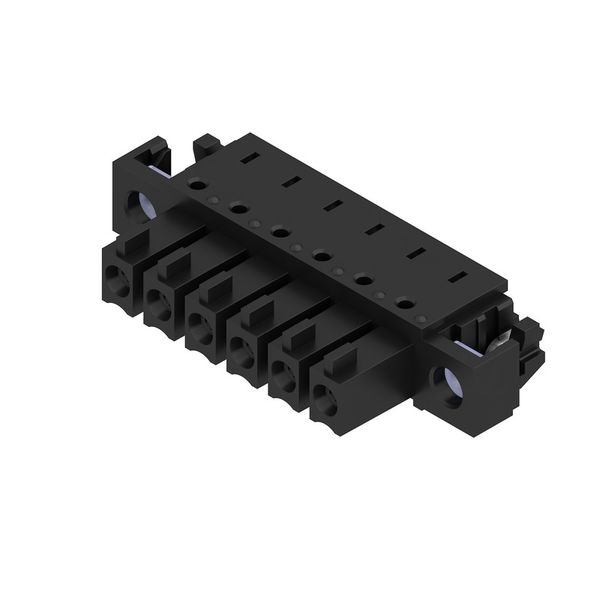 PCB plug-in connector, female header, Solder flange inverted, THT/THR solder connection, 3.81 mm, Number of poles: 6, 90°, Solder pin length (l): 1.5 mm, tinned, black, Box image 1