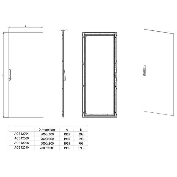 Sheet steel door for 1 door enclosure H=2000 W=800 mm image 3