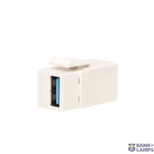 USB 3.0 keystone data connector Type A female-female,  white image 1