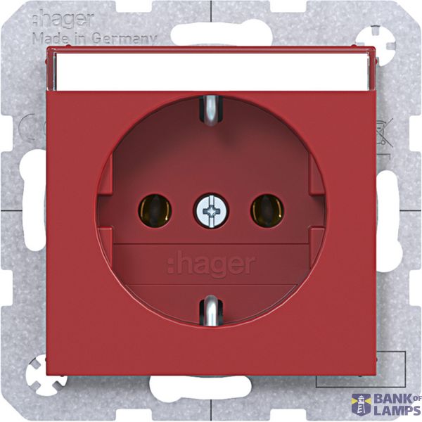 SCHUKO wall socket, text field, plug-in type, A.x/C.x, red image 1