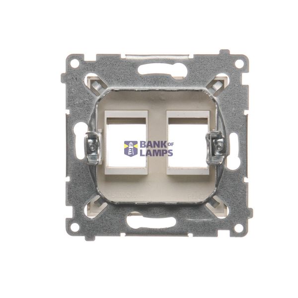 Double IP44 socket outlet with Schuko earthing and shutters, surface mounted - Scandinavian version, (Complete product), 16A, 250V, Screw, Silver matt, metalic image 1