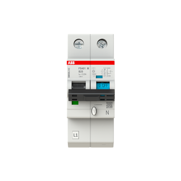 Earth Leakage Protection with Overcurrent Protection B Kar, 25A, 30mA, 10kA 1P+Prov. N image 1