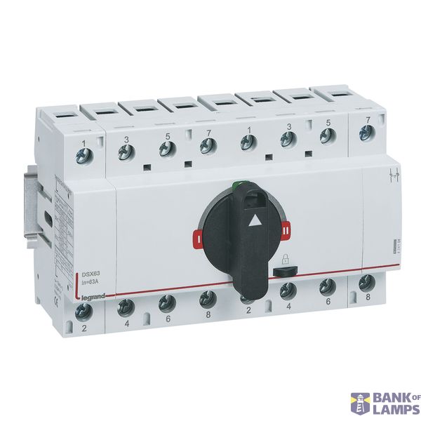 DSX manual source changeover size 1 63A 4 poles - Rated current = 63A - for rail mounting image 2