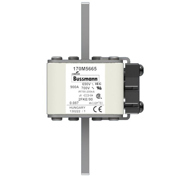 Fuse-link, high speed, 1000 A, AC 690 V, size 2, 61 x 77 x 135 mm, aR, IEC, UL, type K indicator, 90 mm centres image 1