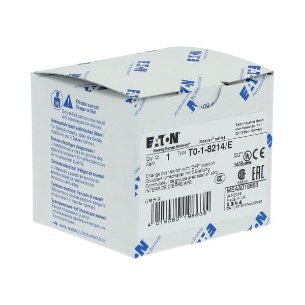 T0-1-8214/E Changeoverswitches, T0, 20 A, flush mounting, 1 contact unit(s), Contacts: 2, 45 °, momentary, With 0 (Off) position, with spring-return from both dir image 20