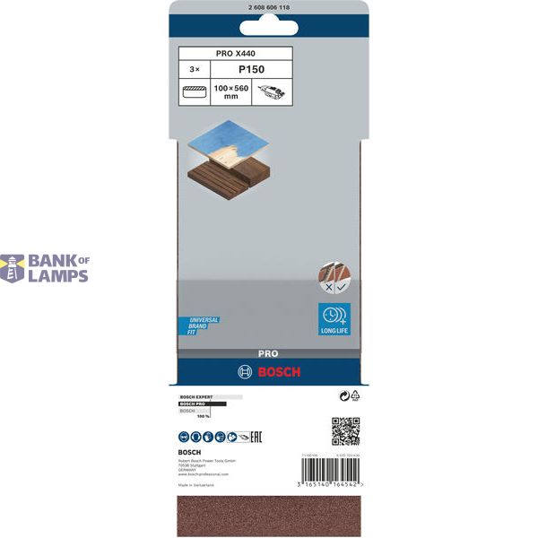 3-piece X440 sanding belt set 100 x 560 mm, 150 image 2