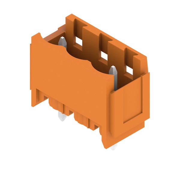 PCB plug-in connector, male header, closed side, THT solder connection, 5.08 mm, Number of poles: 3, 180°, Solder pin length (l): 3.2 mm, tinned, orange, Box image 2
