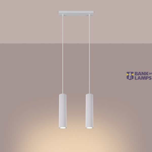 DOUBLE HANGING ON A WHITE CARBON STRIP, 2XGU10 ALUMINUM LAMPSHADES image 6