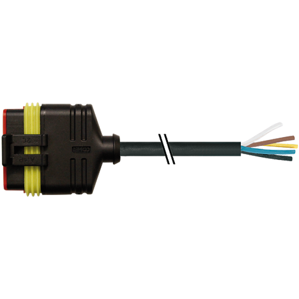 Valve plug SuperSeal female 6-pol. with cable PUR 6x0.75 bk 10m image 1