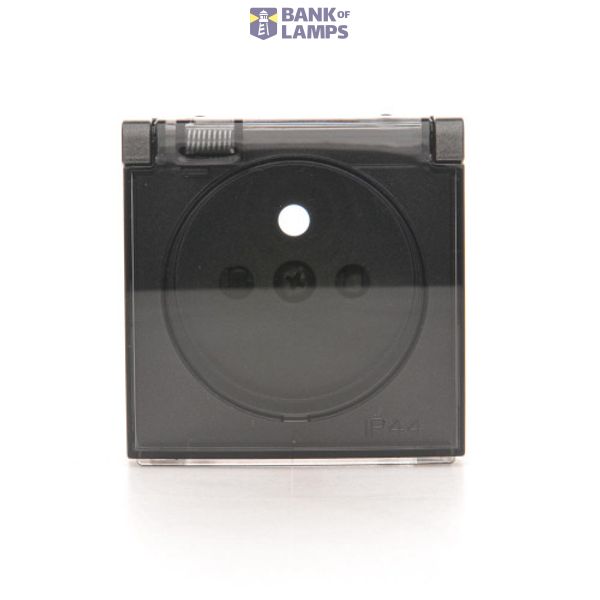 Cover for single socket outlet with earthing IP44 - transparent flap, anthracite, metalic image 1