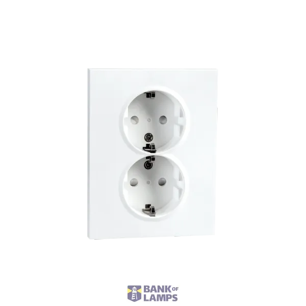 OUTLET FLUSH MOUNTED DOUBLE W/EARTH 1,5 BOX WHITE 6-PACK image 1