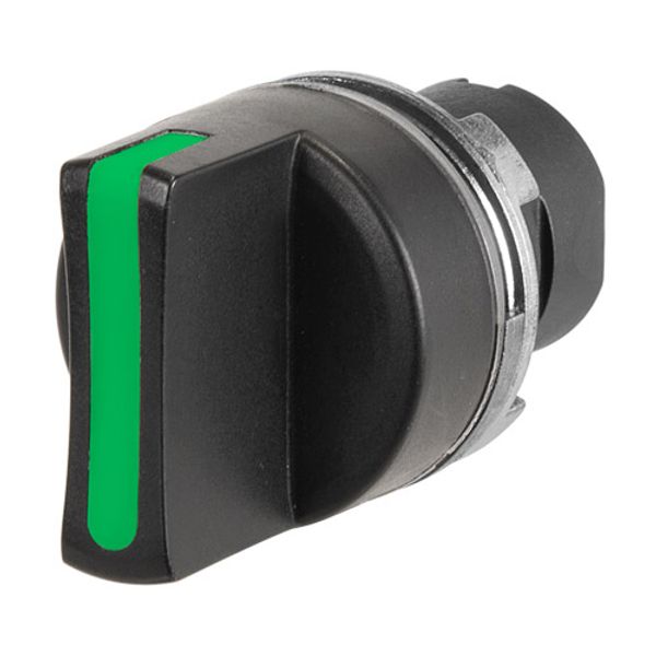 Knob selector switch, green, 3-position, Cam T, spring return to Centre image 1