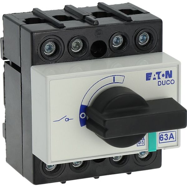 Switch-disconnector, DCM, 63 A, 4 pole, With black rotary handle and drive shaft, Vertical connection image 8