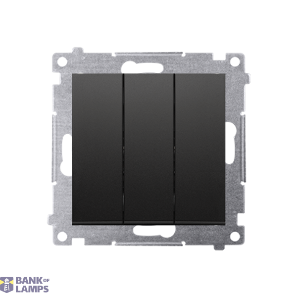 Triple illuminated contact push button, (module), 10AX, quick connection, black matt image 1
