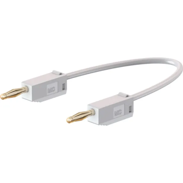 Measuring lead with (2 mm plug, spring-loaded, straight) to (2 mm plug, spring-loaded, straight), 150 mm, white, PVC, 0.5 mm², CAT O, 28.0039-01529 image 1