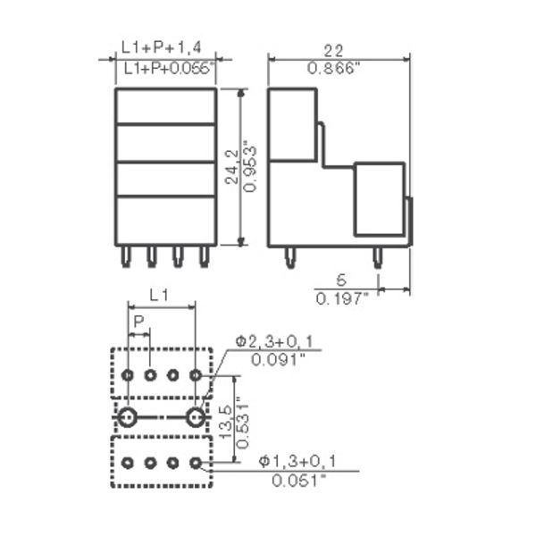 PCB plug-in connector, male header, open side, THT solder connection, 3.50 mm, Number of poles: 38, 180°, Solder pin length (l): 4.5 mm, tinned, black, Box image 2