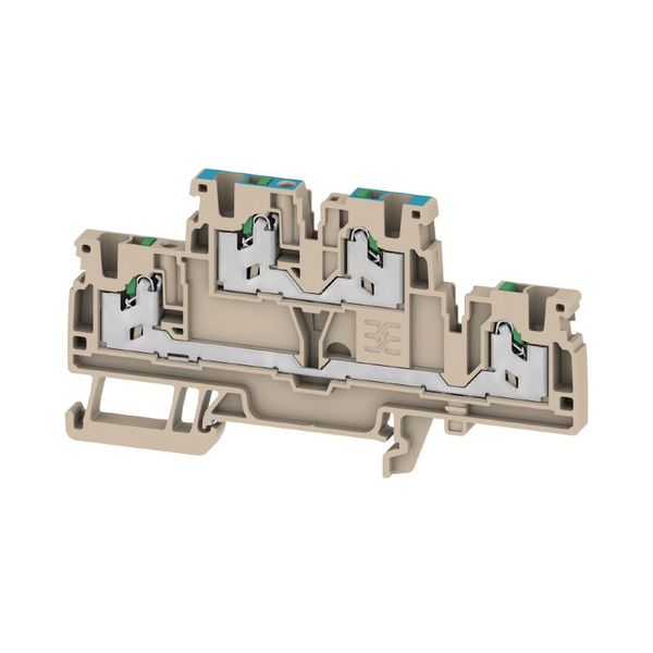 Multi-tier modular terminal, SNAP IN, dark beige, 2.5 mm², 800 V, Number of connections: 4, Number of levels: 2, TS 35, V-0 image 1